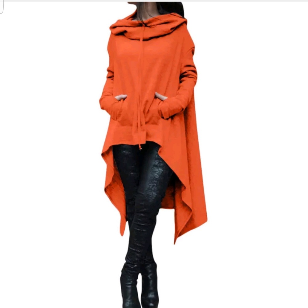 Womens Hi-Low Asymmetrical Cowl Neck Hoodie